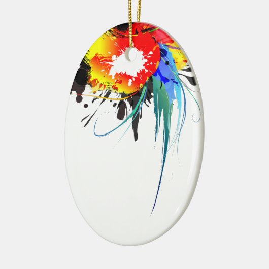 Abstracte Spletters van Wilde Parrot Paint Keramisch Ornament (Links)