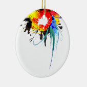 Abstracte Spletters van Wilde Parrot Paint Keramisch Ornament (Rechts)