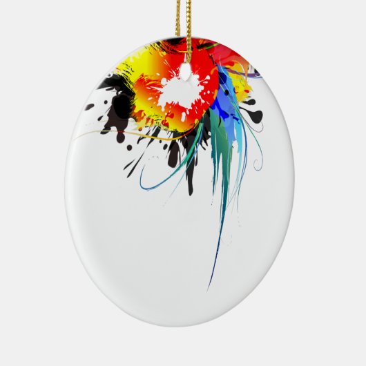 Abstracte Spletters van Wilde Parrot Paint Keramisch Ornament (Rechts)