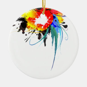Abstracte Spletters van Wilde Parrot Paint Keramisch Ornament