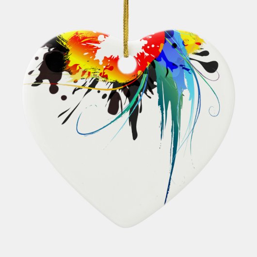 Abstracte Spletters van Wilde Parrot Paint Keramisch Ornament (Achterkant)