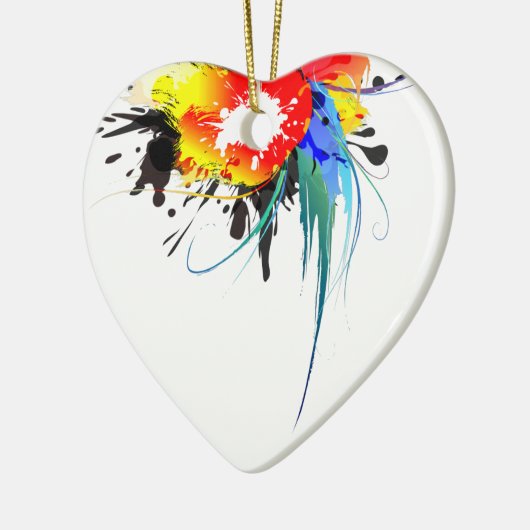 Abstracte Spletters van Wilde Parrot Paint Keramisch Ornament (Links)