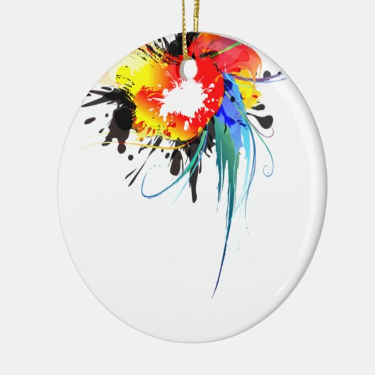 Abstracte Spletters van Wilde Parrot Paint Keramisch Ornament (Links)
