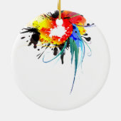Abstracte Spletters van Wilde Parrot Paint Keramisch Ornament (Achterkant)