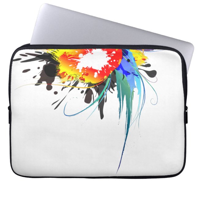 Abstracte Spletters van Wilde Parrot Paint Laptop Sleeve (Voorkant)