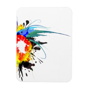 Abstracte Spletters van Wilde Parrot Paint Magneet