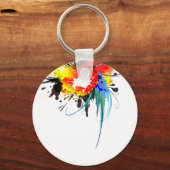 Abstracte Spletters van Wilde Parrot Paint Sleutelhanger (Voorkant)