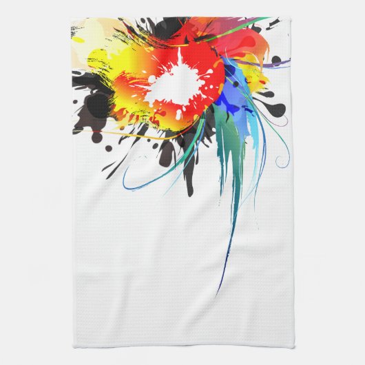 Abstracte Spletters van Wilde Parrot Paint Theedoek (Verticaal)