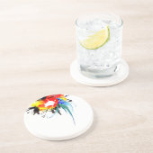 Abstracte Spletters van Wilde Parrot Paint Zandsteen Onderzetter (Zijkant)