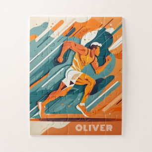 Abstracte sportjongen runner. Moderne uitvoering Legpuzzel