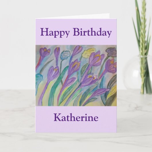 Abstracte Spring Crocus Birthday Kaart (Voorkant)