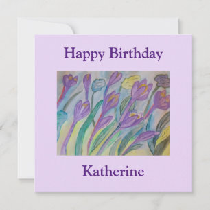Abstracte Spring Crocus Flat Birthday Kaart