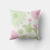 Abstracte Spring Green Baby Pink Funky Bloemen Kussen (Achterkant)