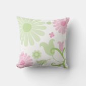 Abstracte Spring Green Baby Pink Funky Bloemen Kussen (Voorkant)