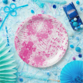 Abstracte spuit van roze verf papieren bordje (Feest)