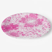 Abstracte spuit van roze verf papieren bordje (Gekanteld)