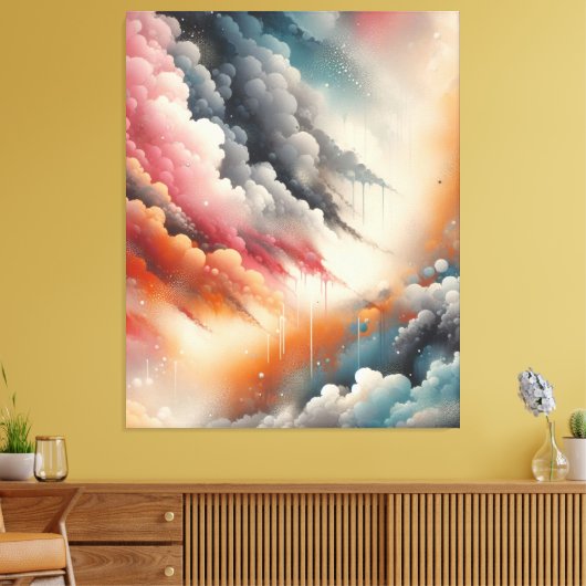 Abstracte spuitverf canvas afdruk (Insitu (Woonkamer))