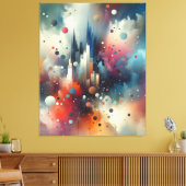 Abstracte spuitverf stretched canvas afdrukken (Insitu (Woonkamer))