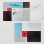 ABSTRACTE SQUARES MONOGRAM, rood blauw grijs bruin Visitekaartje (Voorkant / Achterkant)
