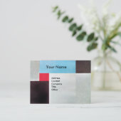 ABSTRACTE SQUARES MONOGRAM, rood blauw grijs bruin Visitekaartje (Staand voorkant)