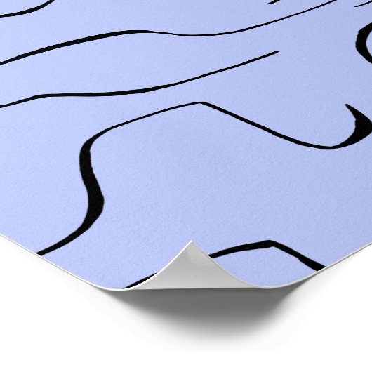 Abstracte Squiggly Line Art - Blauwe achtergrond Poster (Hoek)