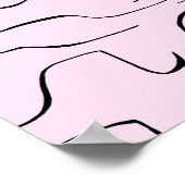 Abstracte Squiggly Line Art - Roze Achtergrond Poster (Hoek)