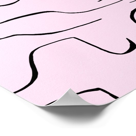 Abstracte Squiggly Line Art - Roze Achtergrond Poster (Hoek)