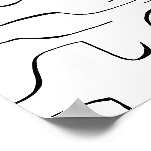 Abstracte Squiggly Line Art - Witte achtergrond Poster (Hoek)