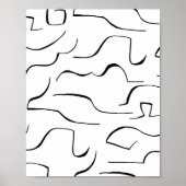 Abstracte Squiggly Line Art - Witte achtergrond Poster (Voorkant)