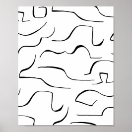 Abstracte Squiggly Line Art - Witte achtergrond Poster
