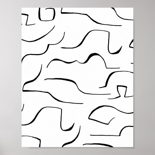 Abstracte Squiggly Line Art - Witte achtergrond Poster (Voorkant)