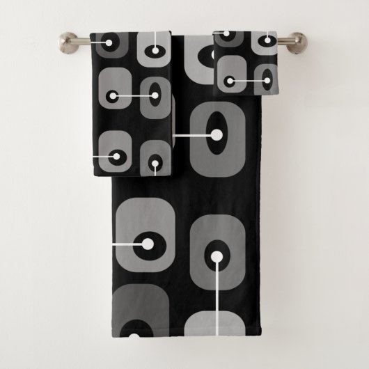 Abstracte Squishy Cubes Black Silver Bad Handdoek (Insitu)