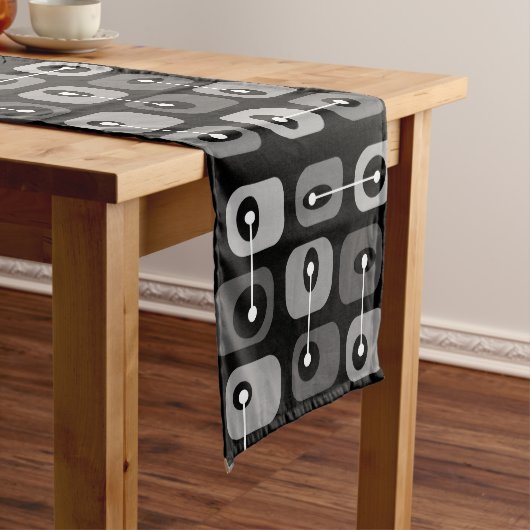 Abstracte Squishy Cubes Black Silver Korte Tafelloper (Voorbeeld)