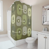 Abstracte Squishy Cubes Olive Green Douchegordijn (In situ)