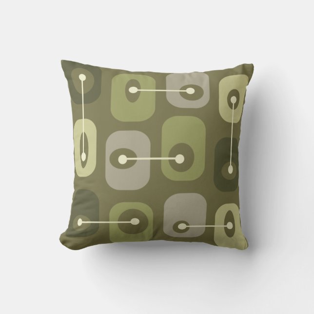 Abstracte Squishy Cubes Olive Green Kussen (Voorkant)