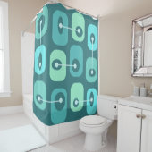 Abstracte Squishy Cubes Turquoise Douchegordijn (In situ)