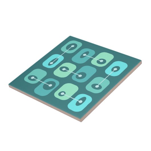 Abstracte Squishy Cubes Turquoise Tegeltje (Zijkant)