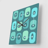 Abstracte Squishy Cubes Turquoise Vierkante Klok (Hoek)