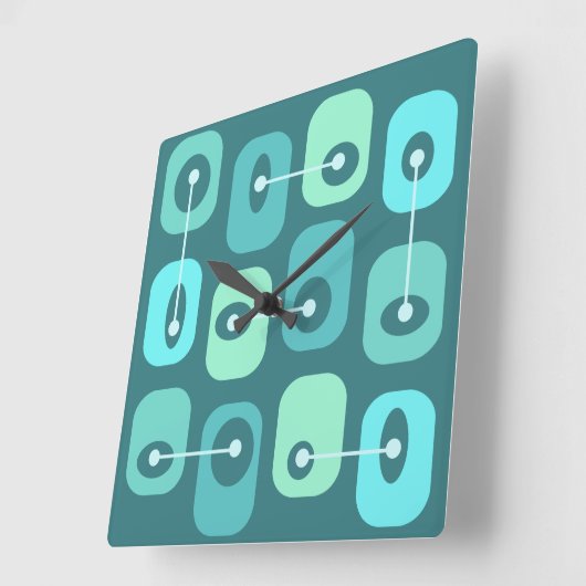 Abstracte Squishy Cubes Turquoise Vierkante Klok (Hoek)