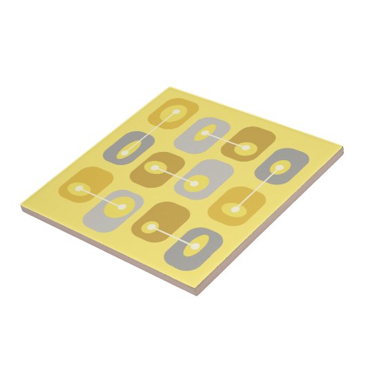 Abstracte Squishy Cubes Yellow Grey Tegeltje (Zijkant)