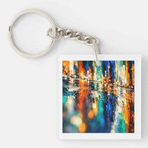 Abstracte stad bij nacht sleutelhanger