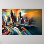 Abstracte stad die harde pasteltekening bouwen poster (Voorkant)