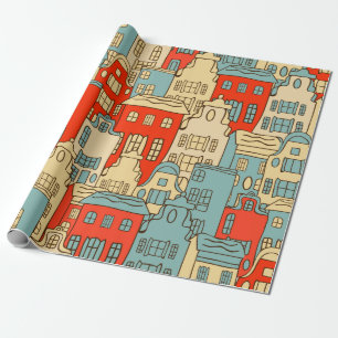 abstracte stad naadloos. cadeaupapier