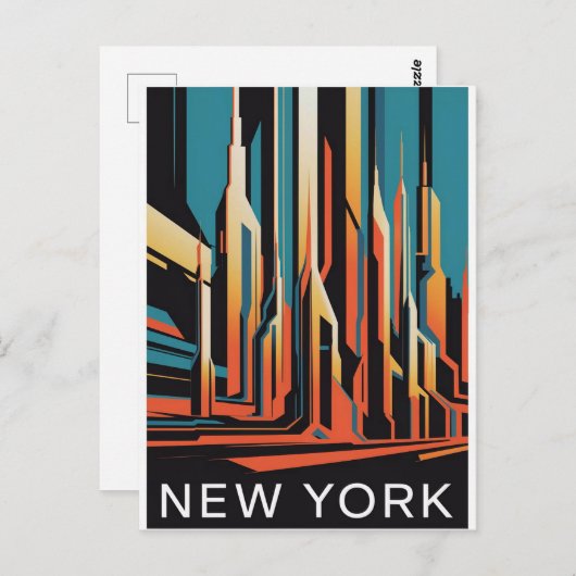 abstracte stad New York Briefkaart (Voorkant / Achterkant)