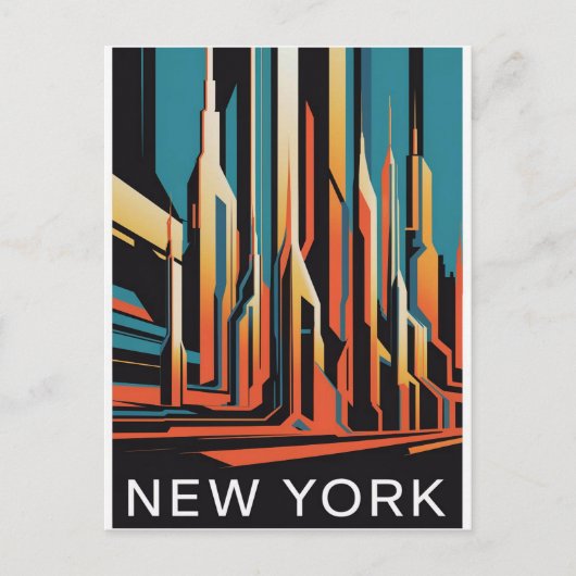 abstracte stad New York Briefkaart (Voorkant)