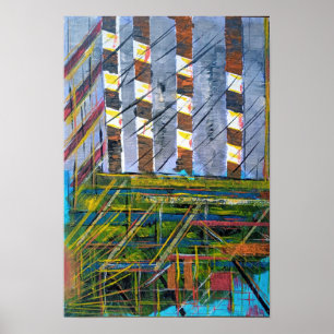 Abstracte stad scene poster
