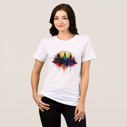 Abstracte stad splash t-shirt (Voorkant volledig)