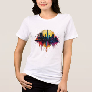 Abstracte stad splash t-shirt