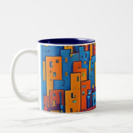 Abstracte stads kunst tweekleurige koffiemok