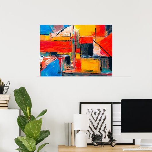 Abstracte stads pulskunst poster (Thuiskantoor)